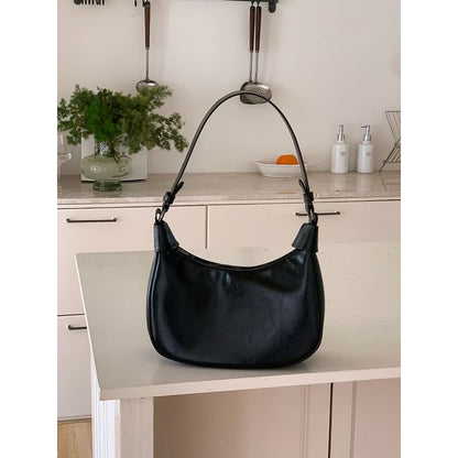 Plain Faux Leather Shoulder Bag