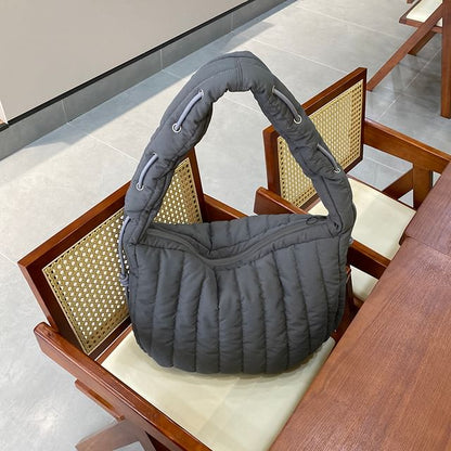 Plain Quilted Zip Shoulder Bag