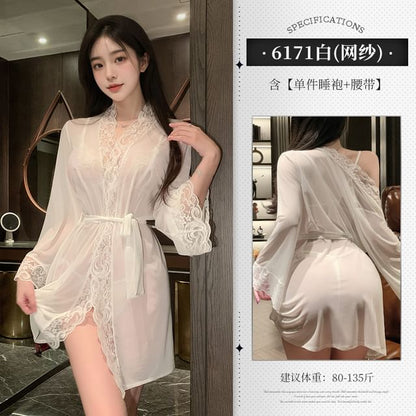 Lace Lingerie Robe & Bikini Set
