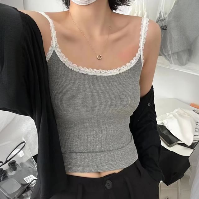 Padded Lace-Trim Cami