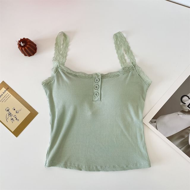 Henley Padded Lace-Trim Cami