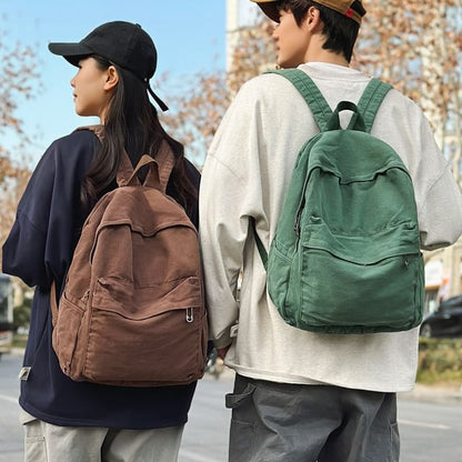 Plain Washed Canvas Backpack