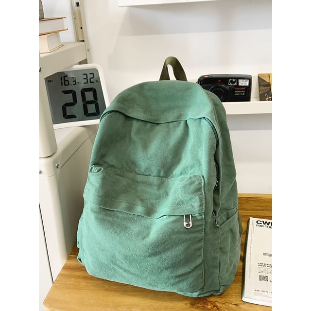 Plain Washed Canvas Backpack