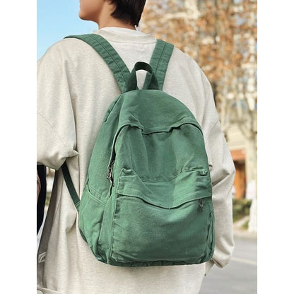 Plain Washed Canvas Backpack