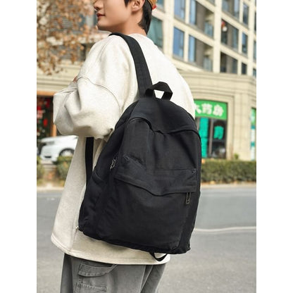 Plain Washed Canvas Backpack