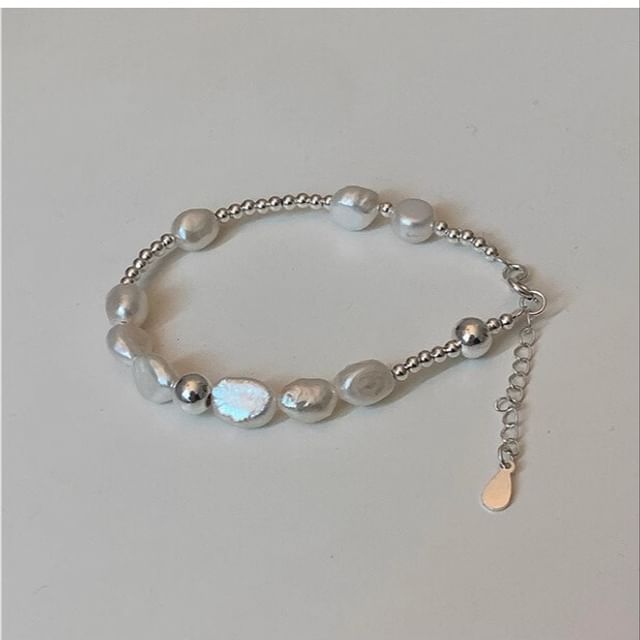 925 Sterling Bracelet Silver Pearl Beaded Faux