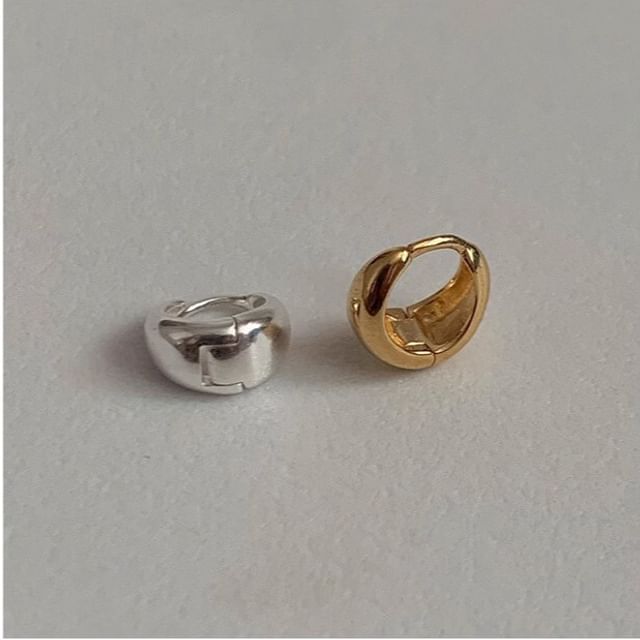 Glossy Sterling Hoop Silver 925 Earring