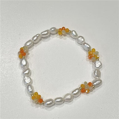 Sterling Bow Pearl Beaded Bracelet Natural / Silver 925