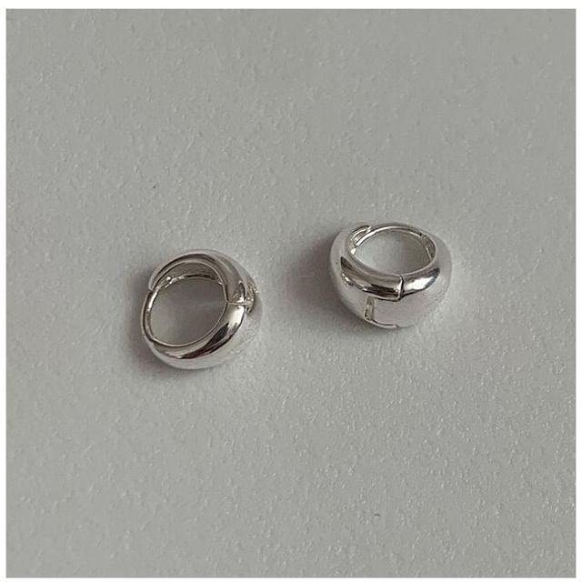 Glossy Sterling Hoop Silver 925 Earring