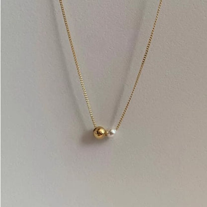 Pearl Silver 925 Necklace Sterling Faux Ball