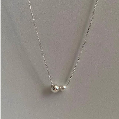 Pearl Silver 925 Necklace Sterling Faux Ball