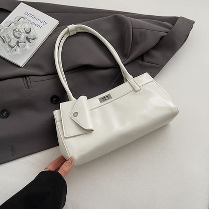 Faux Leather Shoulder Bag With Key Pouch