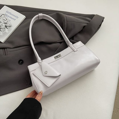 Faux Leather Shoulder Bag With Key Pouch