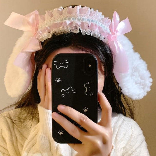 Ruffle Bunny Ear Headband Bow