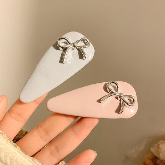 Clip Hair Bow Leather Faux