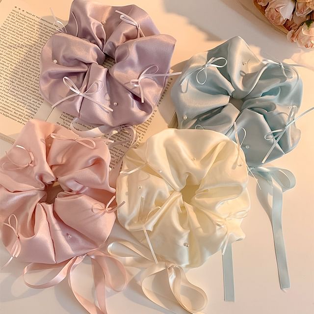 Satin Scrunchie Bow Plain