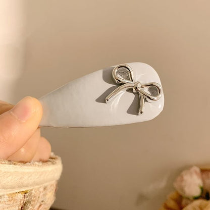 Clip Hair Bow Leather Faux