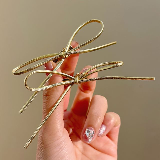 Set Bow Metallic Hair Clip