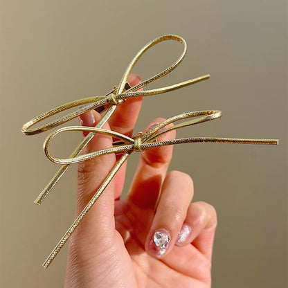 Set Bow Metallic Hair Clip