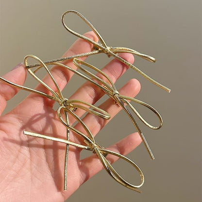 Set Bow Metallic Hair Clip