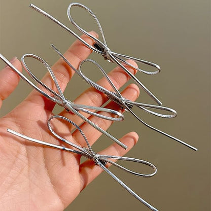 Set Bow Metallic Hair Clip