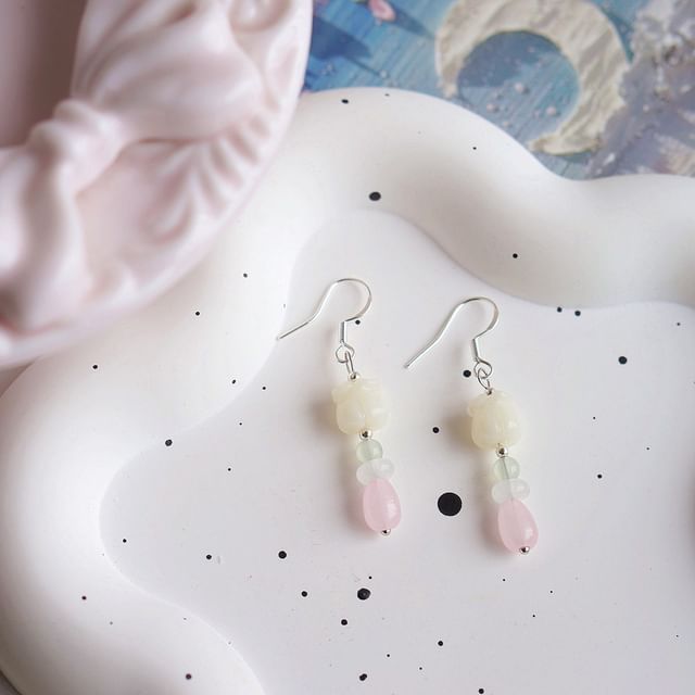 Earring Flower Clip-On / Drop Hook Beaded