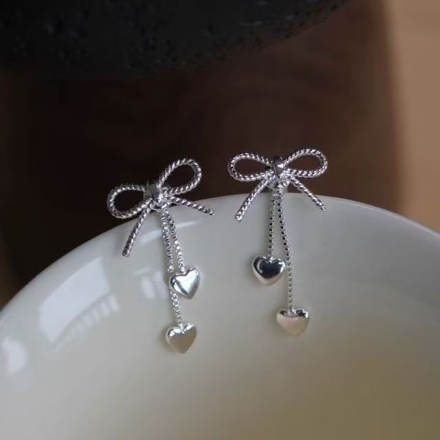 Dangle Alloy Bow Heart Earring