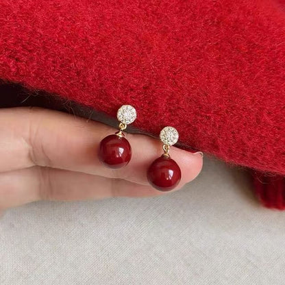 Bead Drop Earring Alloy Rhinestone