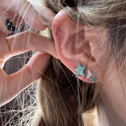 Stud Earring Starfish Alloy Asymmetrical