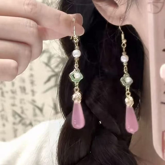 Earring Pearl Alloy Dangle Gemstone Faux