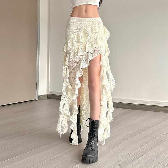 Solid Maxi Skirt with Side Slit at High Waist
