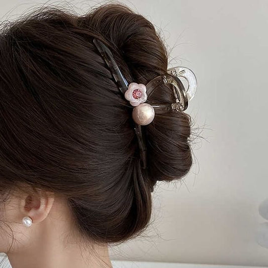Acrylic Faux Claw Hair Flower Pearl
