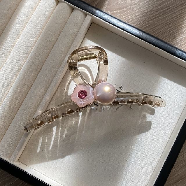 Acrylic Faux Claw Hair Flower Pearl