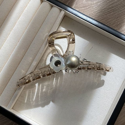 Acrylic Faux Claw Hair Flower Pearl