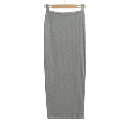 Plain High Waist Pencil Maxi Skirt