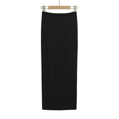 Plain High Waist Pencil Maxi Skirt