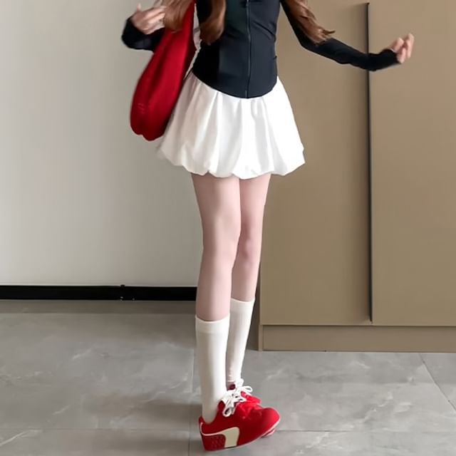 Plain High Waist Mini Skirt