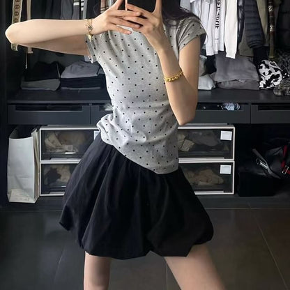 Plain High Waist Mini A-Line Skirt