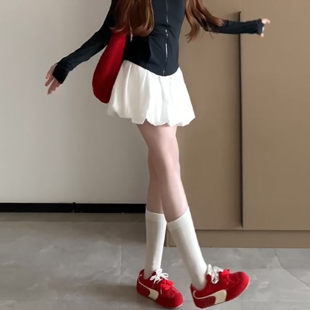 Plain High Waist Mini Skirt