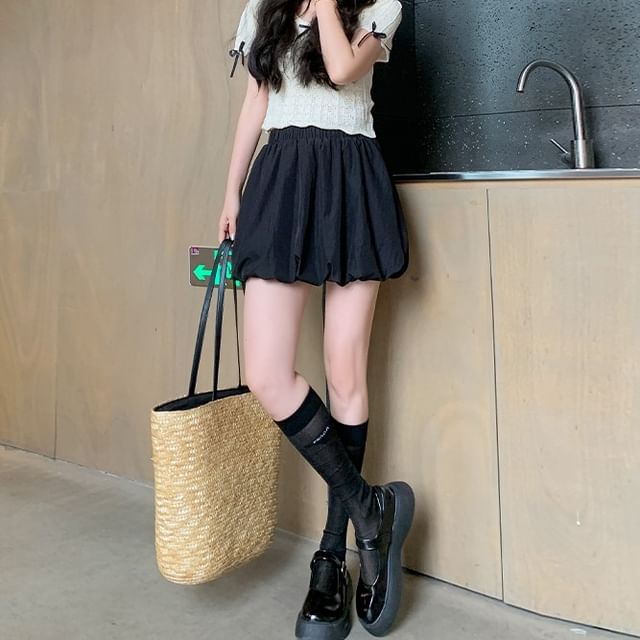 Plain High Waist Mini Skirt