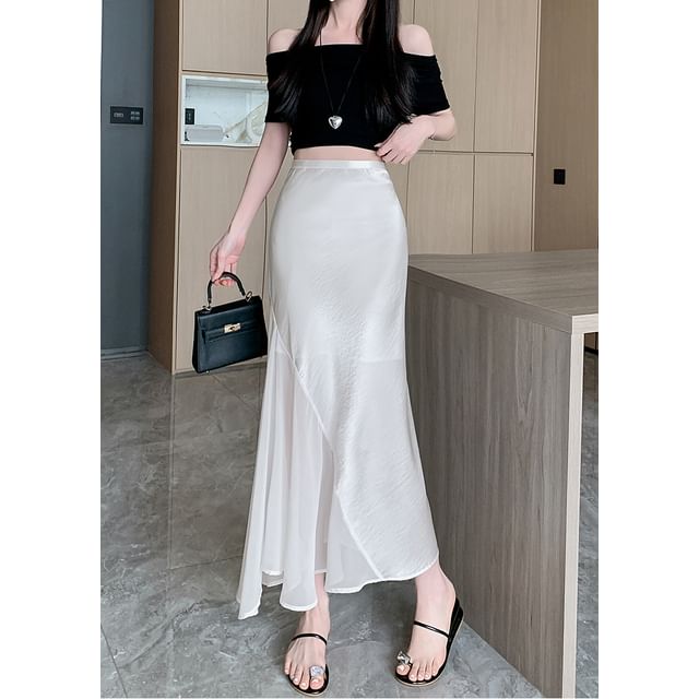 Plain High Waist Mermaid Maxi Skirt