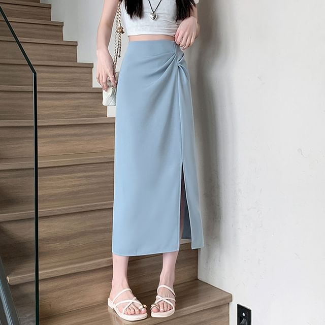 Plain High Rise Maxi Skirt