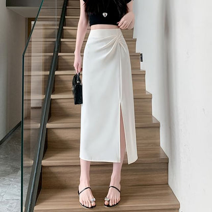 Plain High Rise Maxi Skirt
