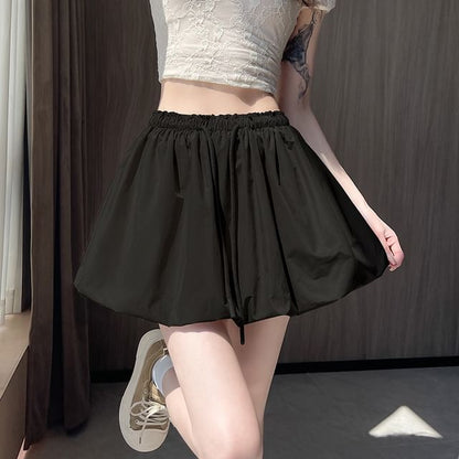Adjustable Paperbag Waist Mini Skirt in Solid Tone