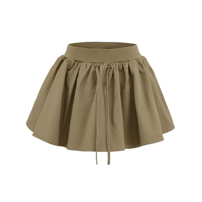 Solid Mini Skirt with Cinched Waistband