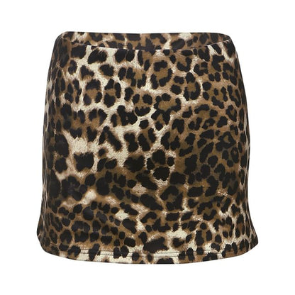 Leopard Print Mid Rise Pencil Mini Skirt