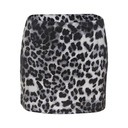 Leopard Print Mid Rise Pencil Mini Skirt