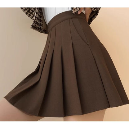 Pleated High Waist Mini A-Line Skirt with Various Designs