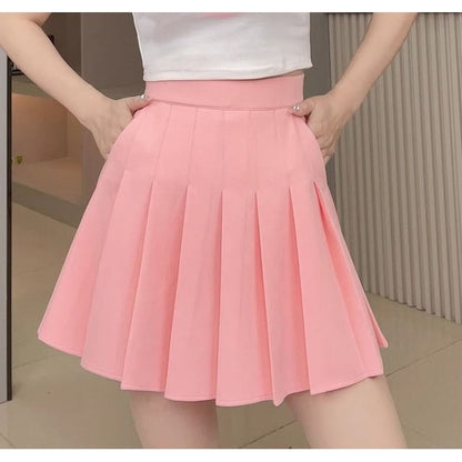 Pleated High Rise Mini A-Line Skirt with Multiple Patterns