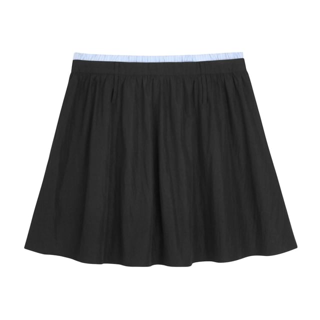 Plus Size Solid A-Line Mini Skirt with High Waist